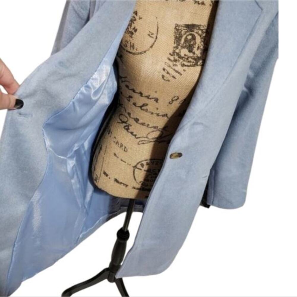 Halston Women's Light Blue Wool Blend Blazer Pea Coat Walking Womens Size XL New - Picture 12 of 13